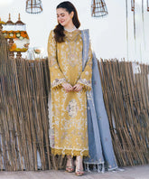 Dhanak-3PC Embroidered Shirt with Organza Embroidered Dupatta- 3145